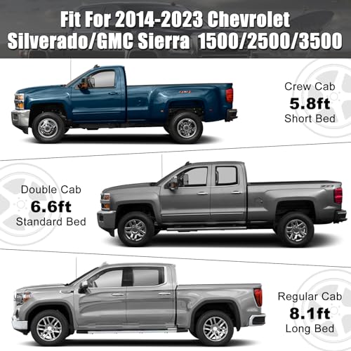 Image of Waterproof Car Cover 236x82x81in Compatible with Chevrolet Silverado & GMC Sierra 1500 /2500 /3500 2014-2025, 420D All Weather Car Cover with Zipper Door for Snow Rain Dust Hail Protection