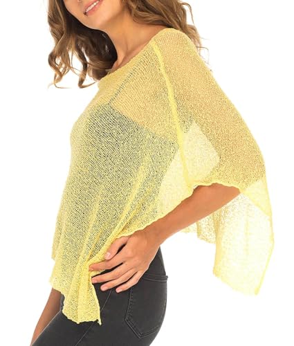 Image of SHU-SHI Womens Sheer Knit Poncho Shrug Lightweight Cover Up One Size Fits Most