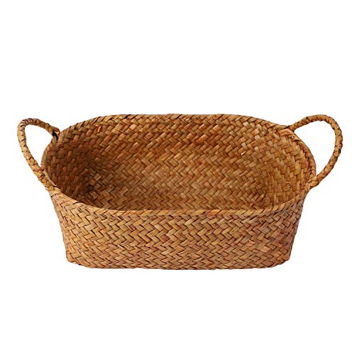 GANMEI Cesta de almacenamiento de mimbre, plato de fruta de ratán para pícnic, para alimentos, pan para pan, artículos para el hogar, Neatening Container Case Mediana