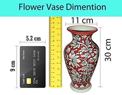 Image of Pure Source India Hand Painted Flower Vase, Red