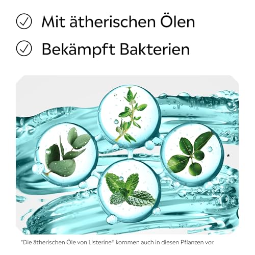 LISTERINE Cool Mint Mild 500 ml, antibakterielle Mundspülung mit ätherischen Ölen und ohne Alkohol, mildes Mundwasser bekämpft wirksam Bakterien, optimale Ergänzung zur täglichen Zahnpflege