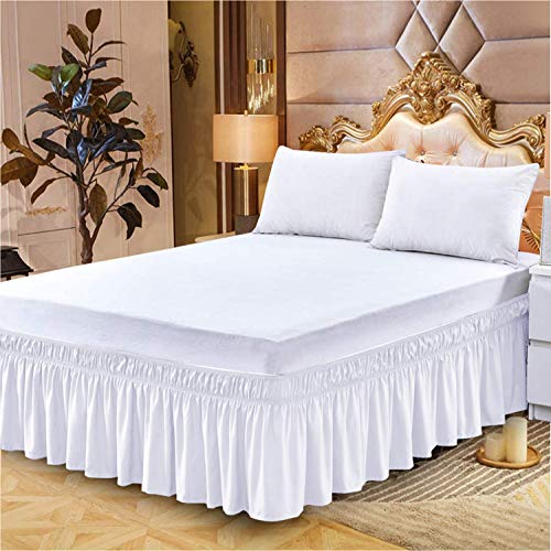 Plain Dyed Deep Fitted Valance Sheet Poly Cotton Sheet Single Double King Super King (White, Double)