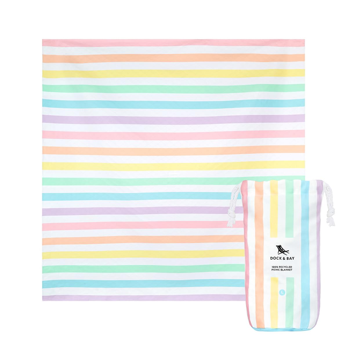 Dock & Bay Picnic Blanket - Quick Dry & Water Resistant - 100% Recycled Materials - Large (66x66) - Summer - Unicorn Waves