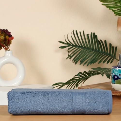 Image of Arvind 100% Cotton Towels for Bath | Towels for Bath Large Size | 500 GSM Bath Towel - Soft & Absorbent | 1 Piece Bath Towel for Men /Women | Urban Comfort | 70 cm x 140 cm - Dark Blue