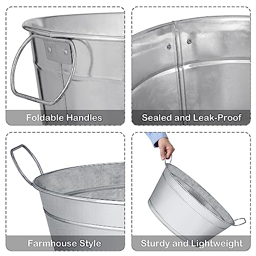 Large 6-Gallon Galvanized Tin Beverage Tub, 20x14x10 inches (Pack of 2) - Image 4
