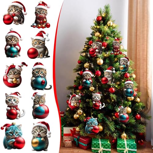 Weihnachtsbaumschmuck Katze, 10 Pcs Weihnachtsbaum Anhänger,...