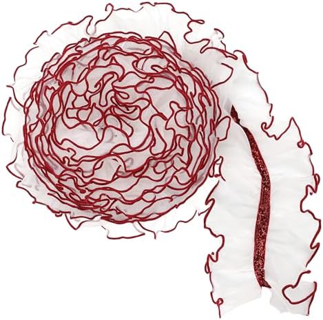 White Red Ruffle Ribbon Amazon.com: 3 Yards 4 Inch White Red Ruffle Ribbon, Two Tone Organza ...