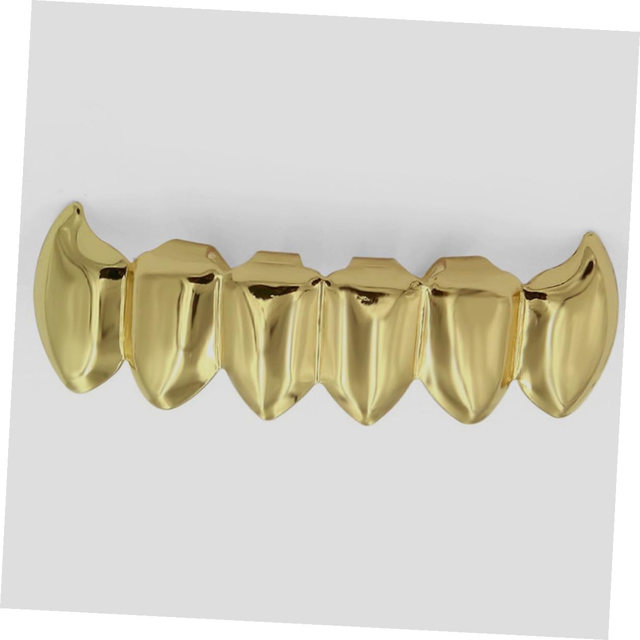 Hip Hop Fake Teeth Gold Grills Set Shiny Smooth Mouthpiece Punk Costume Accessory for Adults Halloween Party Decoration