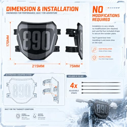 Image of JFG RACING Electric Dirt Bike Universal Number Plate & Sticker,PP Plastic | Plate with decal,flat decal face,for Surron LBX,for Yozma IN10,for Tutti Soleil,for Eskute,for Heybike,for Eride Pro