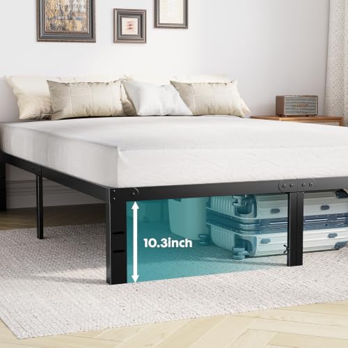 Image of OLIXIS King Size Bed Frame 12 Inch Metal Slats Support | Under Bed Storage Space, Sturdy Heavy Duty Support Slats & Noise-Free, No Box Spring Needed, Easy Assembly