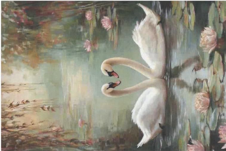 The Shabby Hummingbird Swan Romance Large Decoupage Paper, 21" x 29" (For Furniture, large projects)