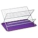 MSV Escurreplatos Plegable con Bandeja, Metal, Morado, 40x34.5x27 cm