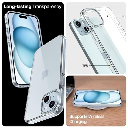 Image of KAPAVER Impulse Back Cover Case Compatible with iPhone 15 Plus (TPU+PC) (Clear)