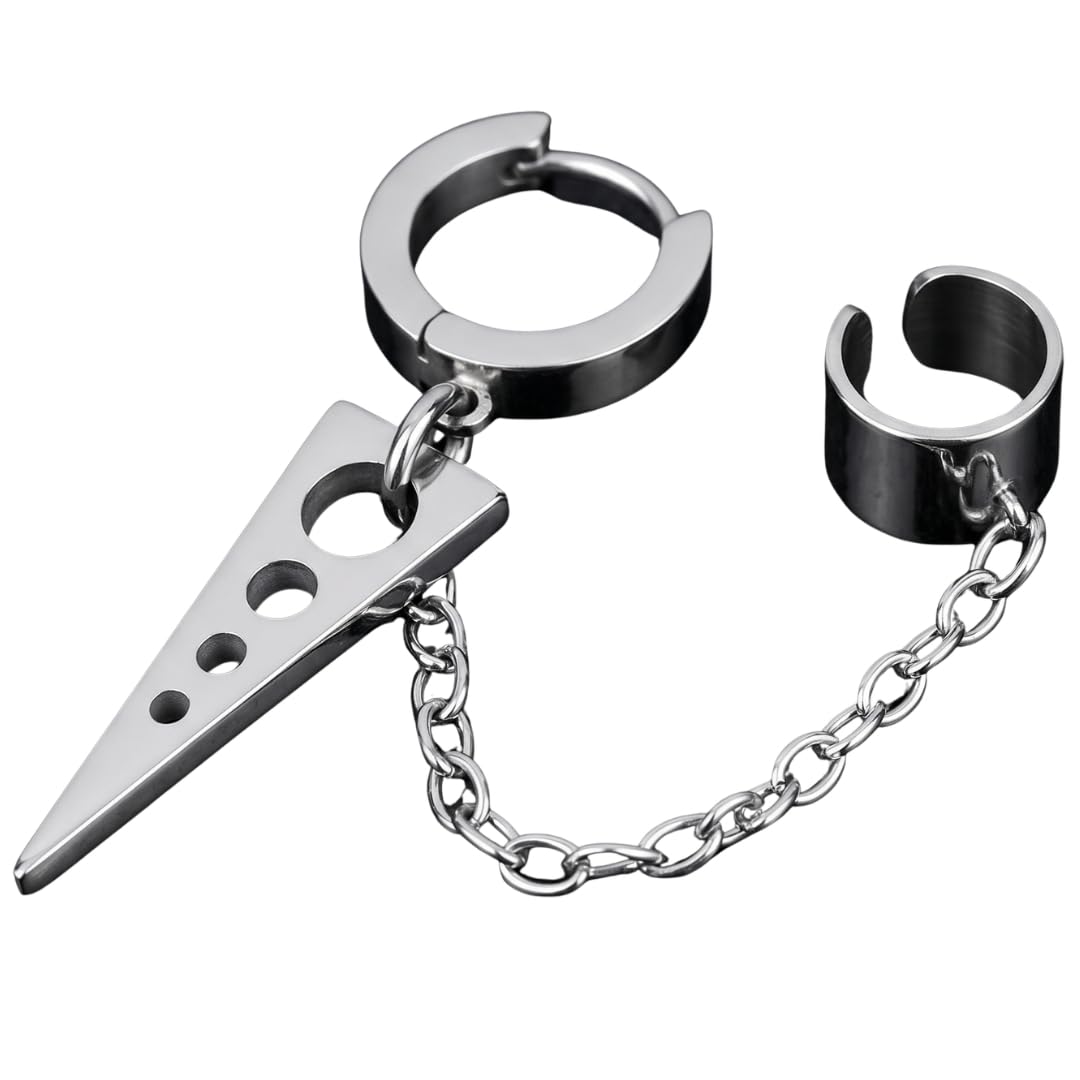 TRIANGLE DROP SILVER - Titanium Steel Hoop Earrings for Men & Boys-image-24