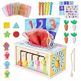 JOUET MONTESSORI 7 EN 1 : Cette boîte à mouchoirs polyvalente en bois et plastique favorise le développement de la motricité et de l'autonomie des tout-petits grâce à diverses activités et expériences sensorielles.