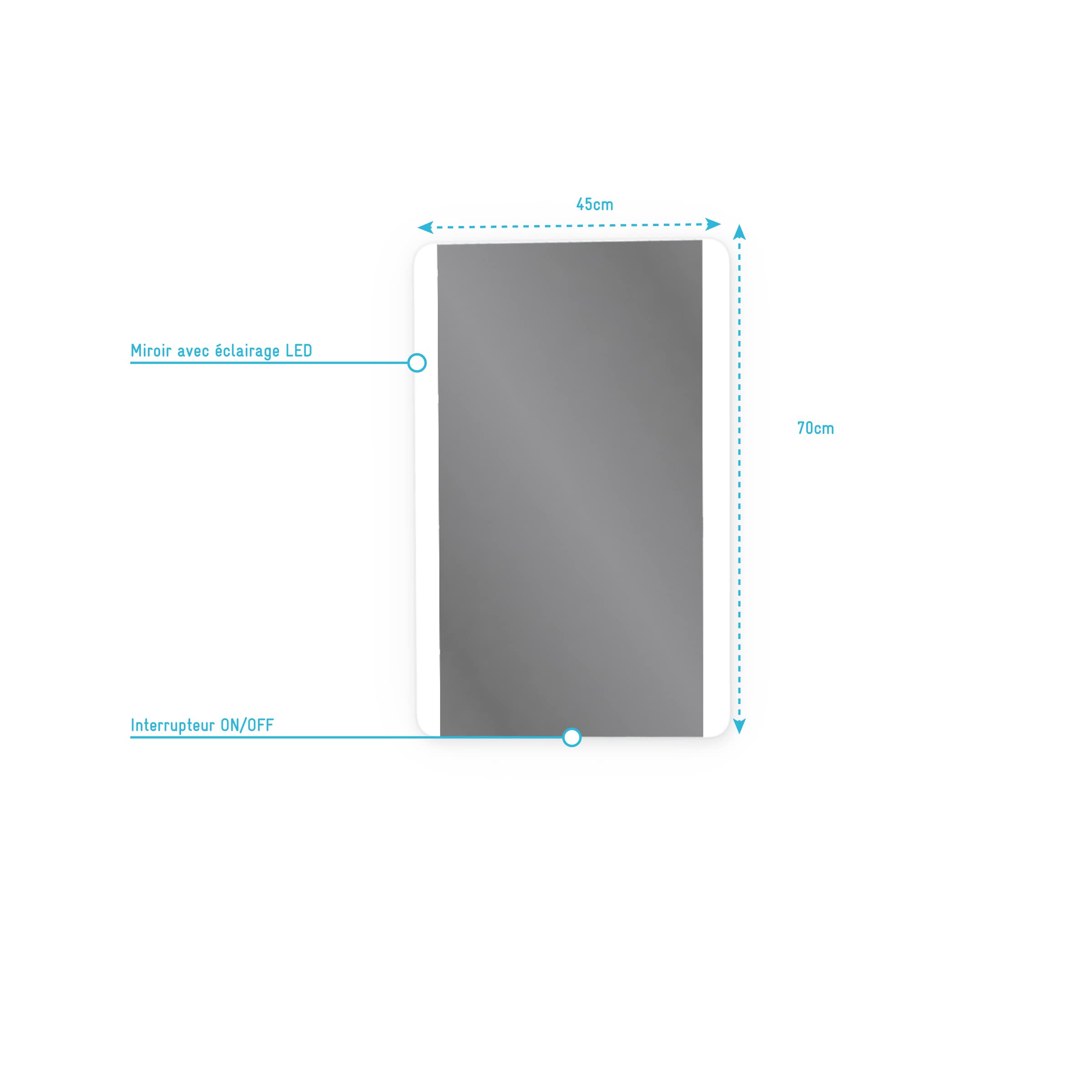 Image secondaire de AURLANE Miroir Salle de Bain LED Auto-éclairant Border Lines 70x45