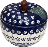 Polish Pottery Apple Baker From Zaklady Ceramiczne Boleslawiec #1425-166a Floral Peacock Pattern,...