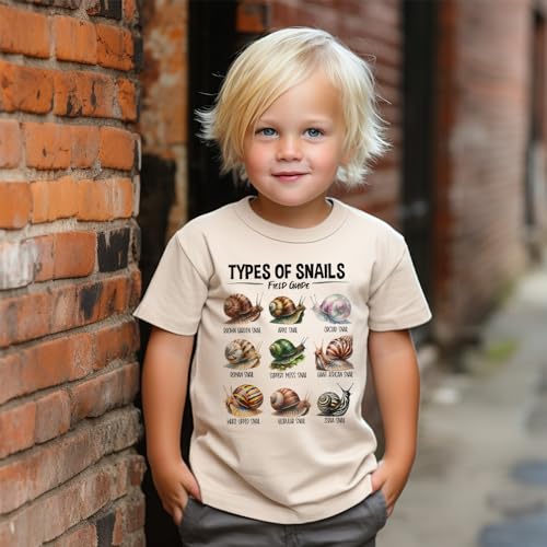 Types Of Snails Kids Shirt - Educational Insect Entomology Field Guide Outfit For Girls & Boys Natural Toddler Youth Graphic Tee3