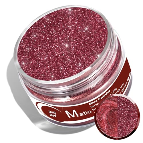 Matio Poudre de mica rouge rouille pour résine époxy, 50 g - Poudre de mica à effet nacré - Pigment de couleur naturelle pour la fabrication de savon, bombes de bain, bougies, artisanat en résine