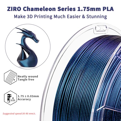 Image of ZIRO Glitter PLA Filament 1.75mm, 3D Printer Filament Shiny Sparkle PLA, Chameleon Series 1KG /2.2lbs Spool, Super Twinkle Effect Material, Fit Most FDM 3D Printers, Peacock Teal Luster