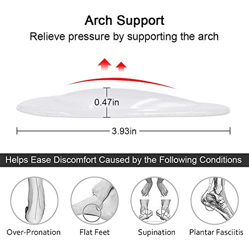 Image of Arch Support Insole for Flat Feet 1 Pairs, Thicken Gel Arch Pads for Flat Feet - Self-Adhesive Arch Cushions Inserts for Men and Women, Clear, Relieves Feet Pain, Plantar Fasciitis & Heel Spurs, Orthotic Inserts for Enhanced Stability, Trimmable Shoe Inserts