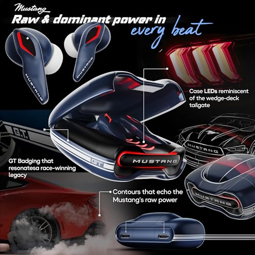 Boult x Mustang Torq Wireless in Ear Earbuds with 50H Playtime, App Support, Quad Mic ENC, 45ms Low Latency, Breathing LEDs, 13mm Drivers, Touch Control, Made in India IPX5 Ear Buds TWS Bluetooth 5.4