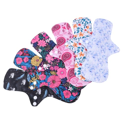 FIXOSHEE 6 Piezas Almohadillas Menstruales Reutilizables Transpirables Pul y Fibra Absorbentes y para Mujer Colores Surtidos Cómodas y Ecológicas