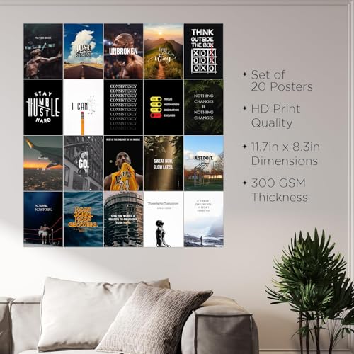 Image of Wallgasm Motivational Poster Set of 20, 29cm x 21cm size poster | Hustle | Trading | Posters for Room, Livingroom, Gym, Office