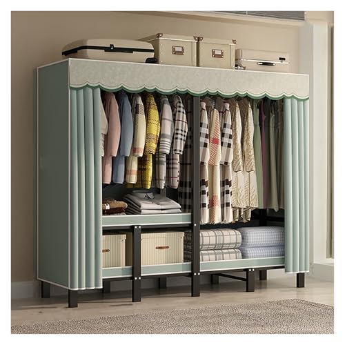 Armario De Tela Para Ropa, Armario Ropero De Tela, Armario De Lona Portátil Con Riel Para Colgar, Armario De Dormitorio Portátil, Para Ropa Organizador Plegable(E,145cm/57.1inch)