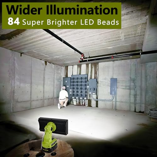Image of Choerinton 4200LM LED Work Light Compatible with Ryobi 18V Battery, 40W Cordless Jobsite Light Outdoor Floodlight with USB Charging Ports, Flashlight for Car Repair, Camping, Hiking, Garage, Emergency