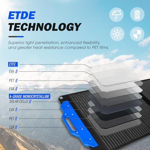ATEM POWER 300W Solar Panels 18V Foldable Monocrystalline Solar Panel Kit with Adjustable Bracket Efficient Charge Portable Solar Charger for Power Station, Rv Camping Outdoor Trailer Emergency Power - Image 4