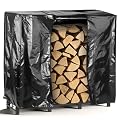 facka 4FT Firewood Rack Outdoor with Cover, Metal Wood Rack