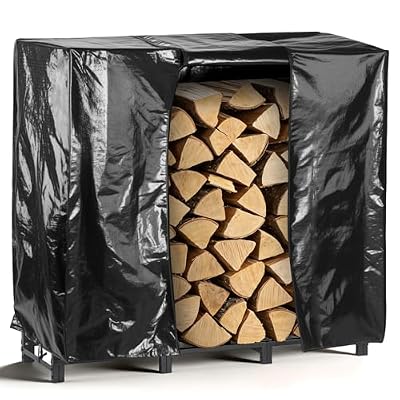 facka 4FT Firewood Rack Outdoor with Cover, Metal Wood Rack