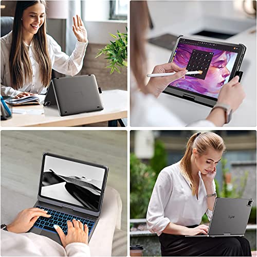 Image of typecase Touch Case with Keyboard for iPad Air 5th Generation (10.9-inch, 2022): Trackpad - 360 Rotatable - Wireless Backlit Keyboard Case with Pencil Holder for iPad Air 5th /4th Gen - Graphite Grey