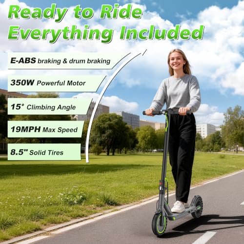 Image of Electric Scooter,350 /500W Powerful Motor,15-28 Miles Long Range,Dual Braking System,19 /22 Mph Speed,8.5 /10 inch Foldable E Scooter with Solid Tires