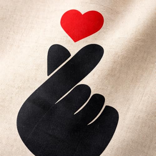 Image of Korean Kawaii Love Sign Potli Bags - Set of 10 Cotton Drawstring Gift Pouches for Return Gifts, Wedding Favors, Party Giveaways, Jewelry Packaging, Festive Gift Packing Bags