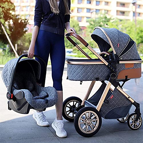 3 in 1 reissysteem babywagen draagbare kinderwagen 3 in 1 kinderwagen met schokbestendige kinderwagen koelkussen… - Afbeelding 4