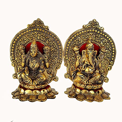 Wonder Care Ganesha Lakshmi Statues Metal Lakshmi Idol Ganesha Statues for Diwali Pooja Decoration Items Ganesh Idol for Car