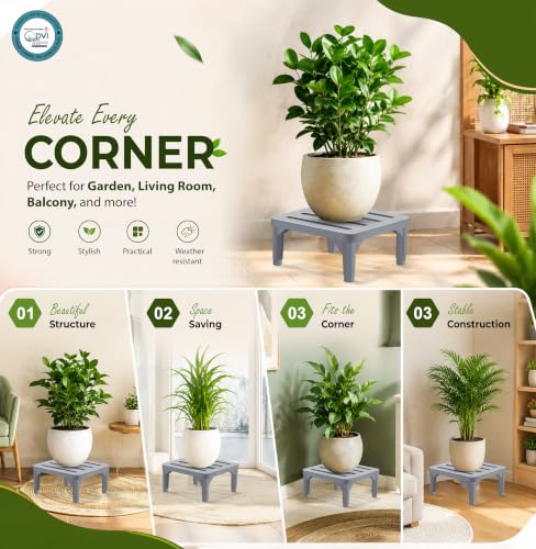 Image of DVI Heavy Duty Grey Plant Stand | Pack of 1 | Strong, Durable, Rust-Proof | Supports Up to 200 Kg | Indoor & Outdoor Use | Pot Stand for Big Size Plants | All Weather Resistant Pot Stand