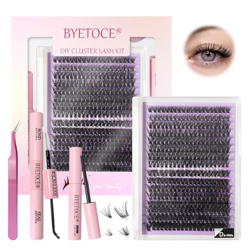 Eyelash Extension Kit 320Pcs Natural Lash Clusters 9-16MM 30D 40D Fluffy Wispy Lash Clusters C Curl Diy Lash Extension Kit with Lash Bond and Seal Natural Look Fake Eyelashes Pack Black 40D+