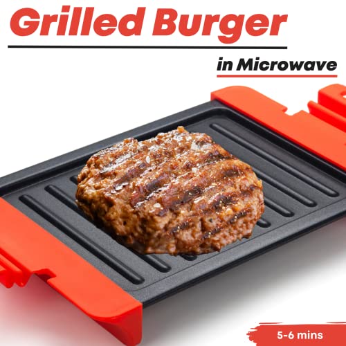 Maconee Microwave Sandwich maker | Microwave Grill Cheese Maker | Microwave Crisper Toaster Cookware | Panini Press | Cooking Fast and Dishwasher Safe Orange