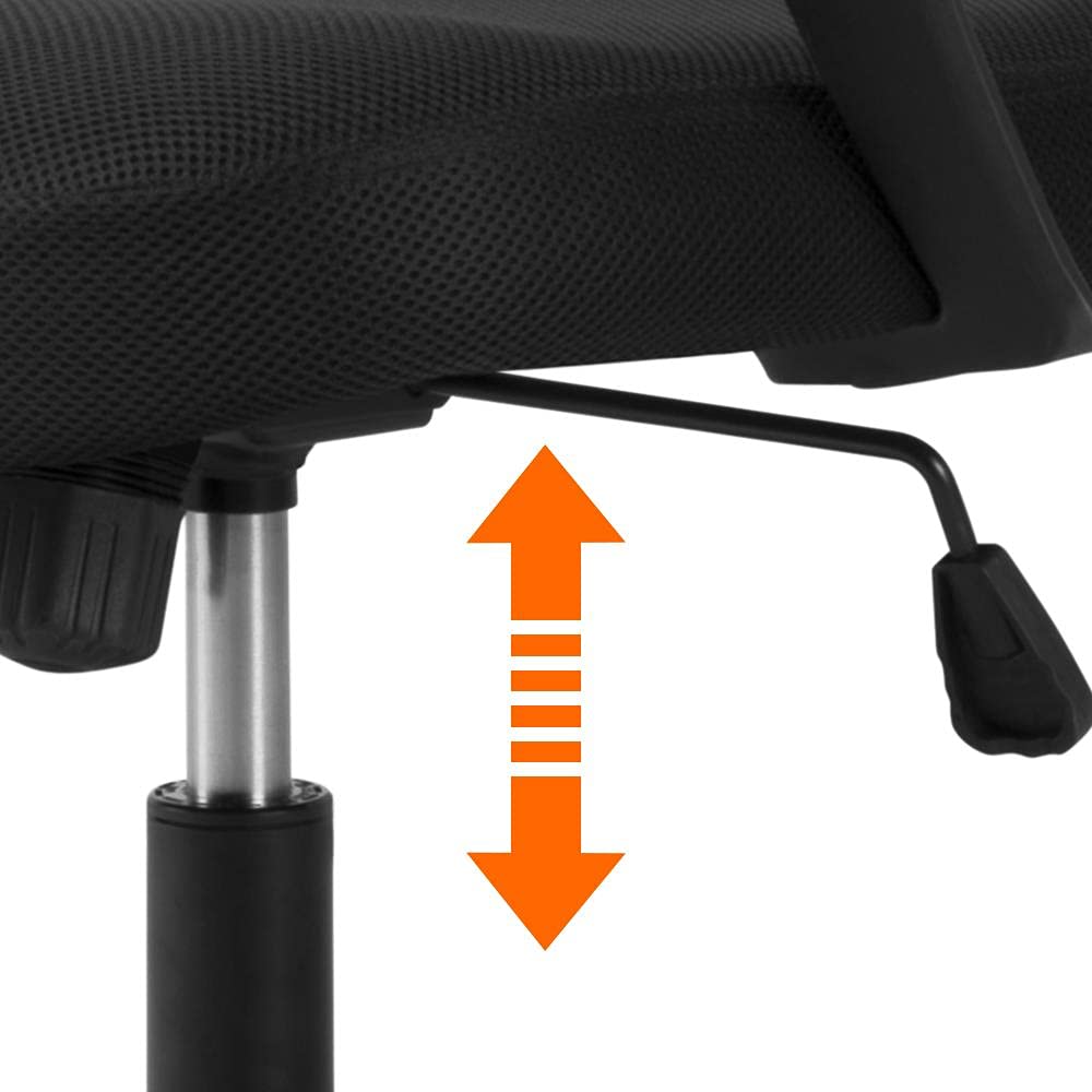Sedia da Ufficio Scrivania con Rotelle Girevoli e Braccioli Ergonomica Lombare e con Altezza Regolabile Imbottita e Rete Traspirante Portata 136 kg Nero