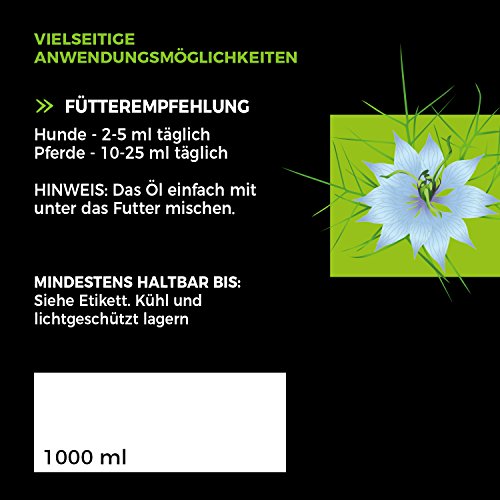 mituso Schwarzkümmelöl für Tiere, kaltgepresst & 100% rein, 1000 g
