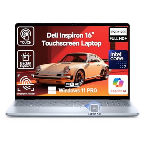 Image of Dell Inspiron 16 Touchscreen Laptop Computer, Intel Core 7 (> i7-1355U), 32GB DDR5 2TB SSD, 16 inch FHD+ Touch Screen, Windows 11 Pro, Backlit Keyboard, Wi-Fi 6E