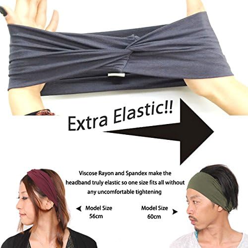 Multiuse Headband Hair Wrap for Women & Men, Casual Headwear & Wide Gym Wrap Headband Charcoal Grey - Image 4