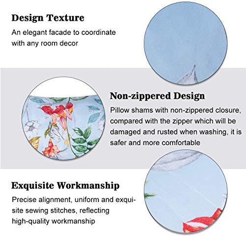 Shatex Queen Floral Light Blue Comforter Set-Lightweight Soft Microfiber Polyester Comforter For All Seasons, 3 Pieces, 1 Colorful And Aesthetic Comforter (90"X90") And 2 Pillow Shams (20"X26") #TOP3