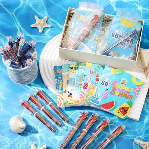 Stylos rétractables 6 en 1 et mini blocs-notes d'été | Cadeau fin d'année