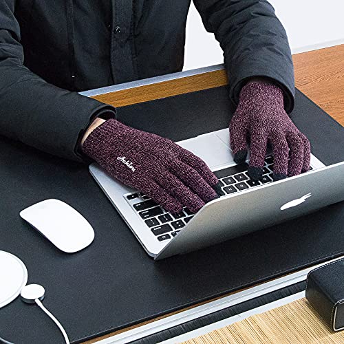 Achiou Winter Gloves For Men Women, Touch Screen Texting Warm Gloves With Thermal Soft Knit Lining,Elastic Cuff 3 Size Choice #TOP3