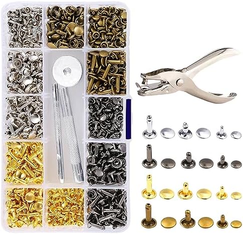 Zbssny Ledernieten Set - 300 Stück, 3 Größen, Silber, Für Lederarbeiten & Reparaturen