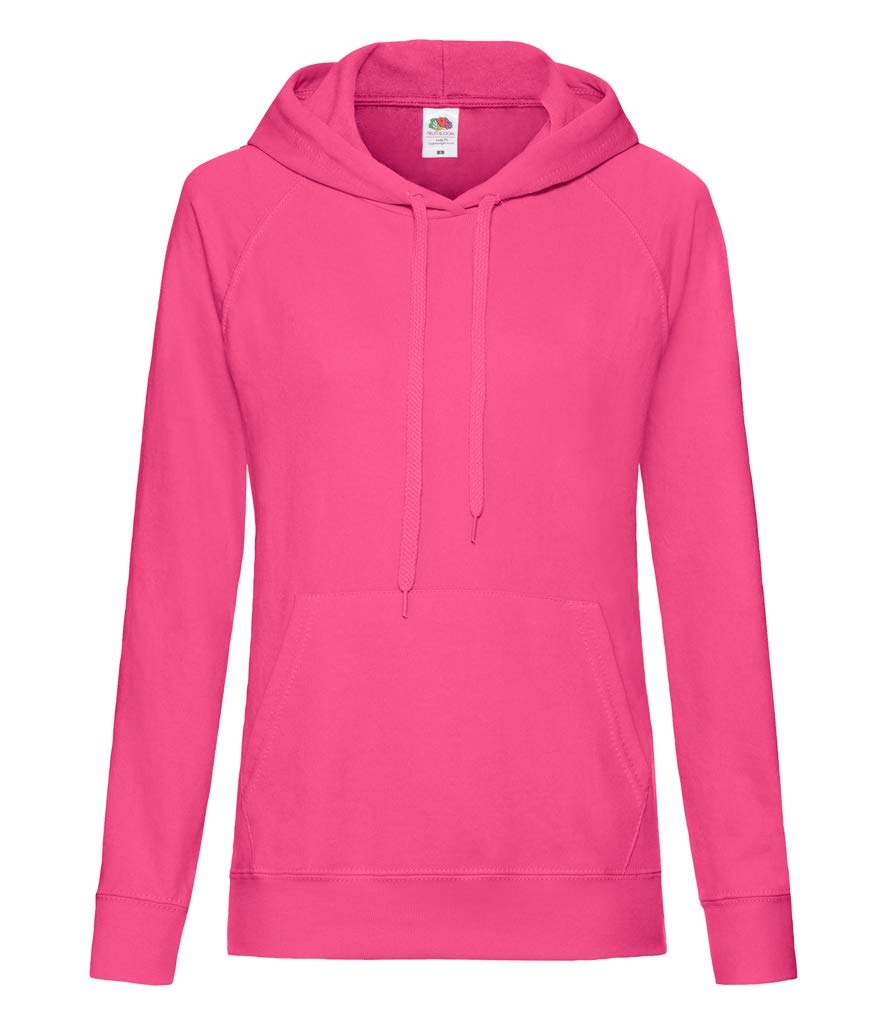 Fruit of the Loom Lady Fit Hooded Sweatshirt Fucshia XS